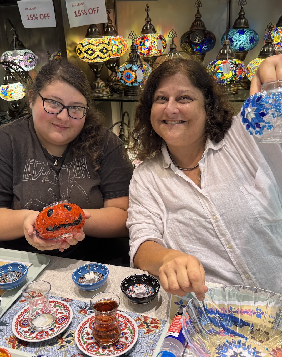 Stained glass mosaic work in progress at PERA workshop