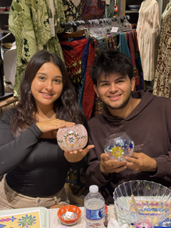 Finished mosaic lamp designs student artwork from Florida workshop